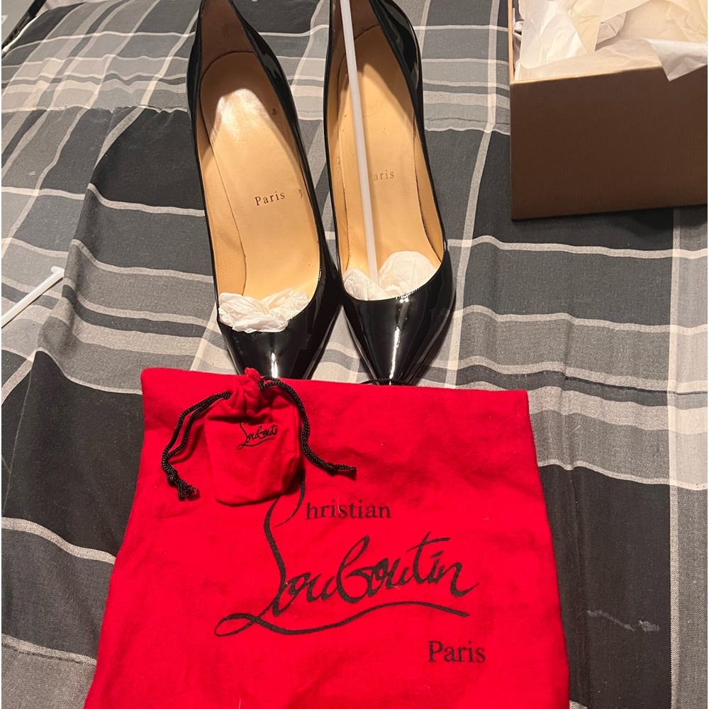 Christian Louboutin patent leather.